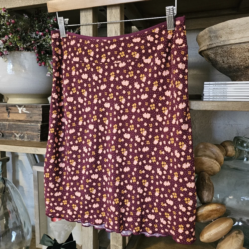 Free People In Real Life Mini Slip Skirt Plum Ditzy Floral Size 0 NWOT